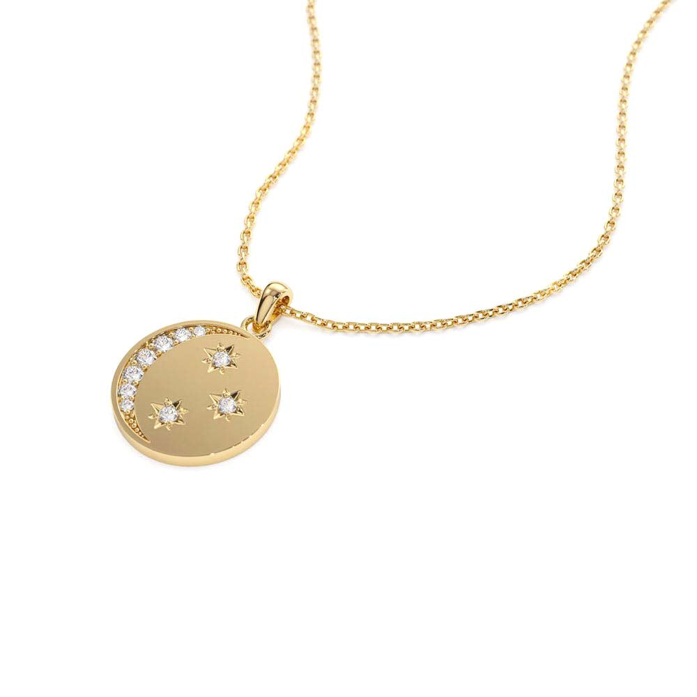 Diamond Moon and Crescent Pendant in 14K Gold — view 2