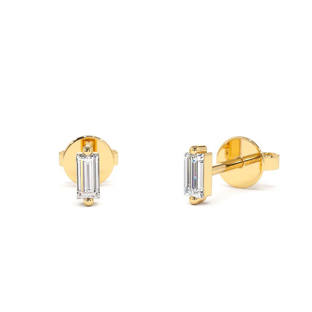 Mini Baguette Diamond Studs in 14K Gold — view 1