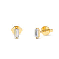 Mini Baguette Diamond Studs in 14K Gold — view 1