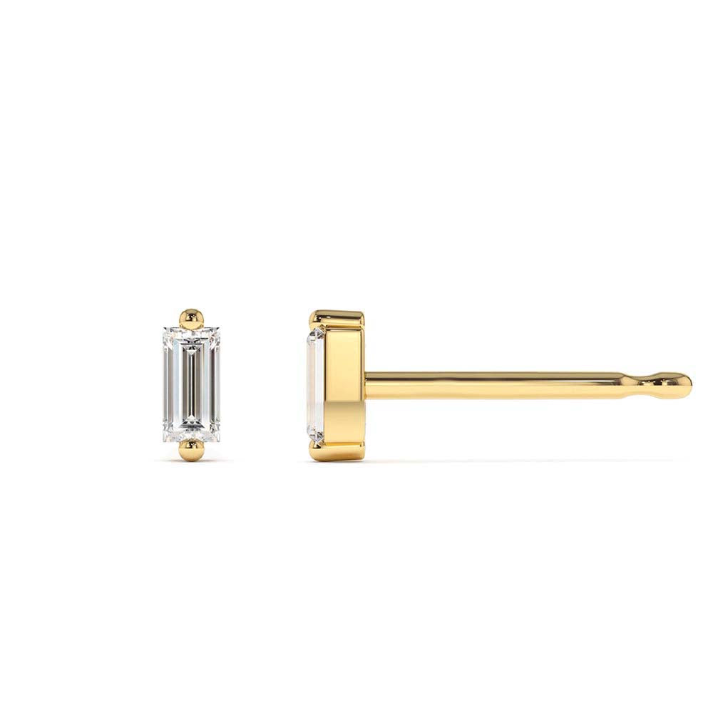 Mini Baguette Diamond Studs in 14K Gold — view 2