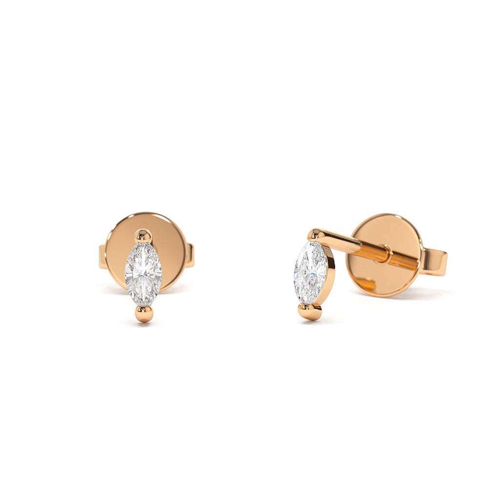 Mini Marquise Diamond Studs in 14K Gold — view 4