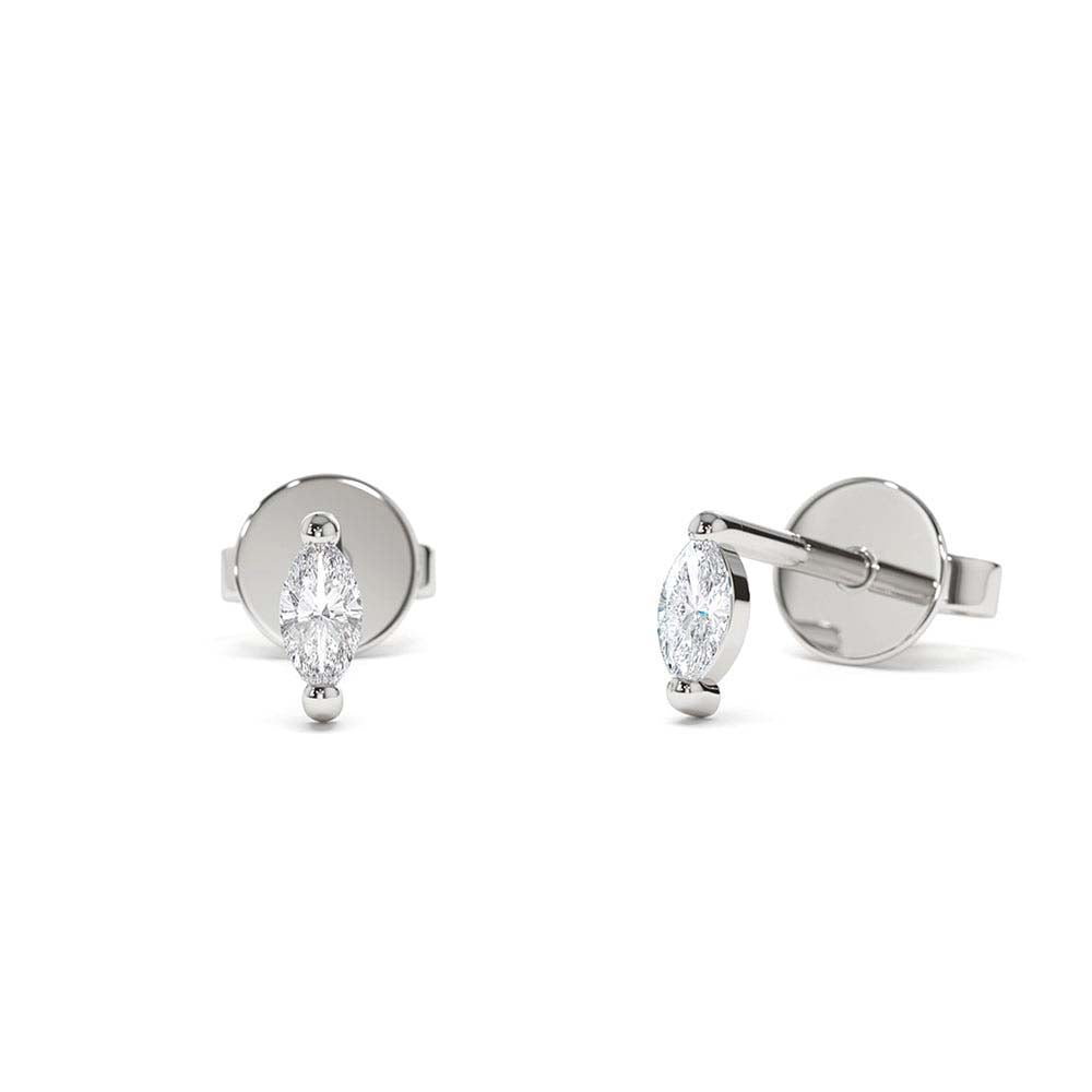Mini Marquise Diamond Studs in 14K Gold — view 3
