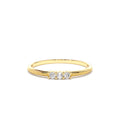 3 Stone Beaded Diamond Ring in 14K Gold — view 1