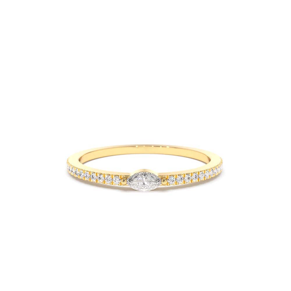Stackable Marquise Pave Diamond Ring in 14K Gold — view 1
