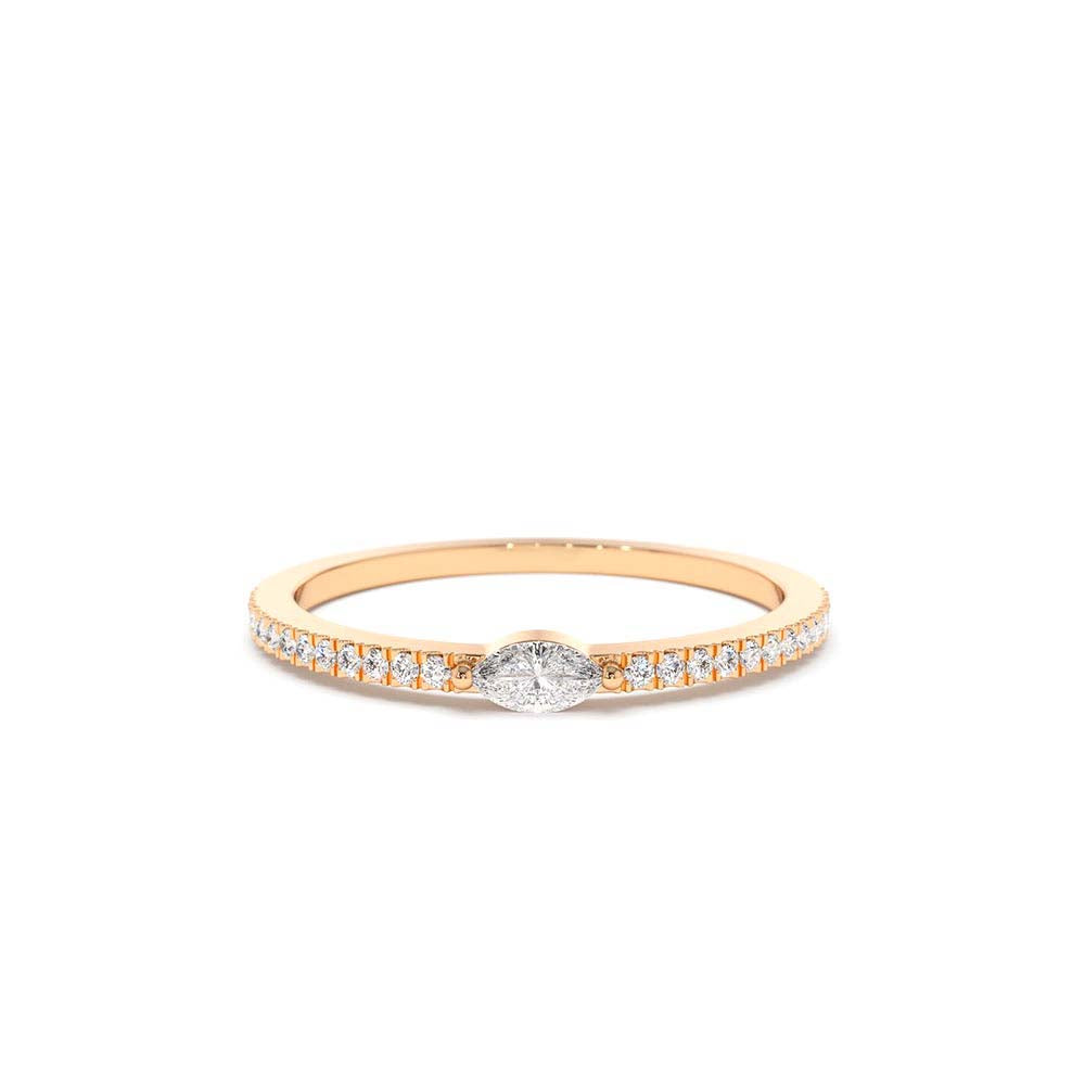 Stackable Marquise Pave Diamond Ring in 14K Gold — view 5