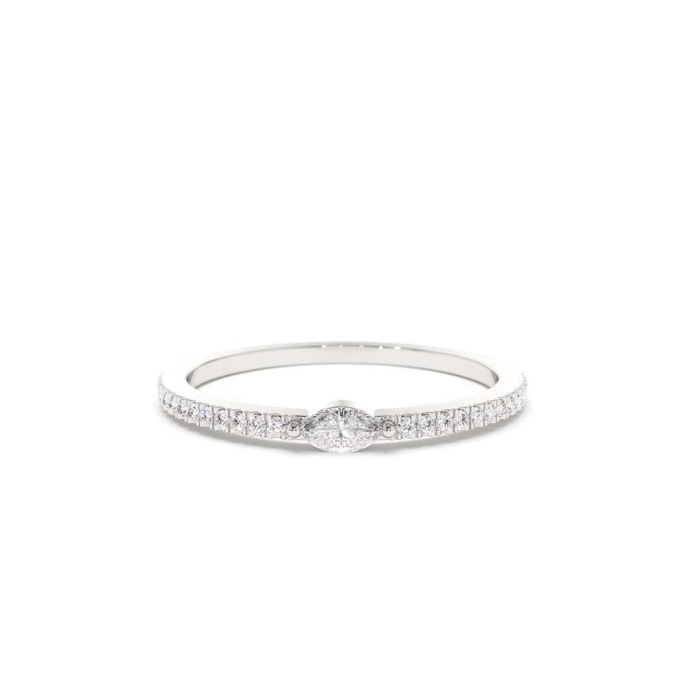 Stackable Marquise Pave Diamond Ring in 14K Gold — view 4