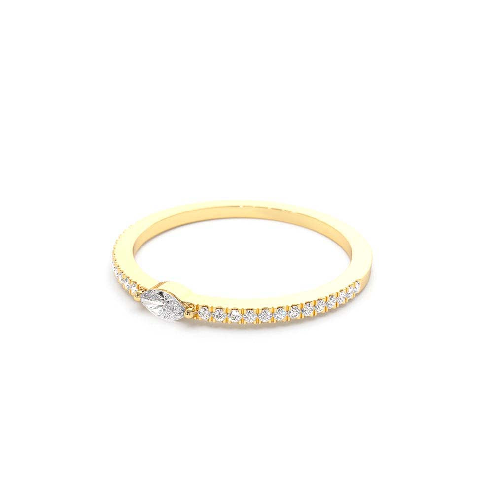 Stackable Marquise Pave Diamond Ring in 14K Gold — view 2