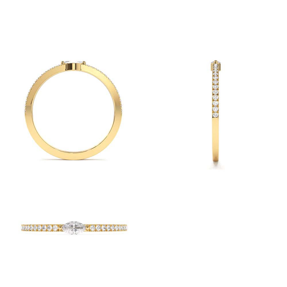 Stackable Marquise Pave Diamond Ring in 14K Gold — view 3