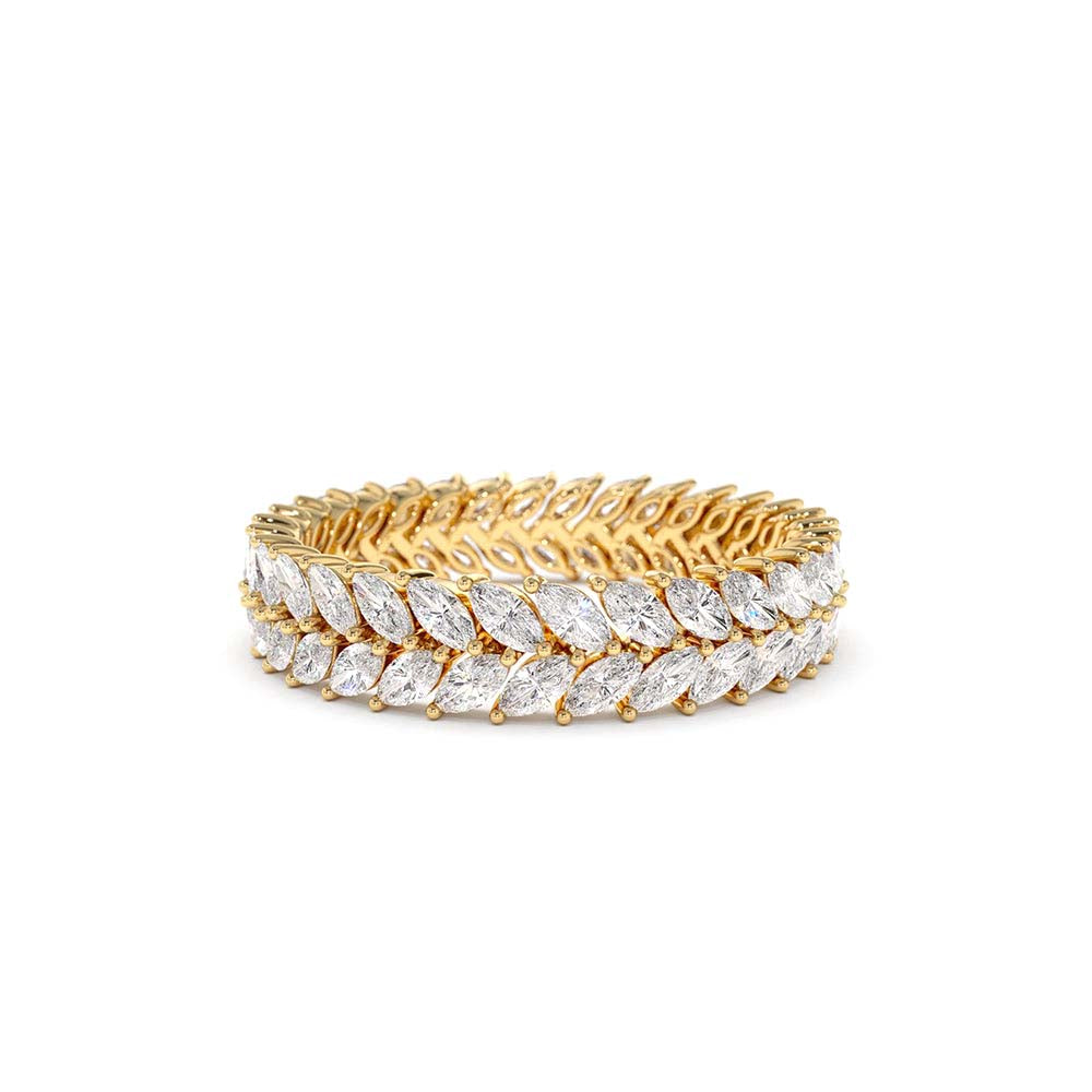 Double Row Marquise Diamond Anniversary Ring in 14K Gold — view 1