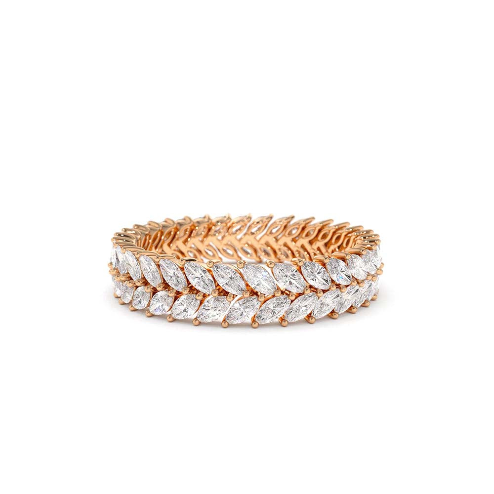Double Row Marquise Diamond Anniversary Ring in 14K Gold — view 5