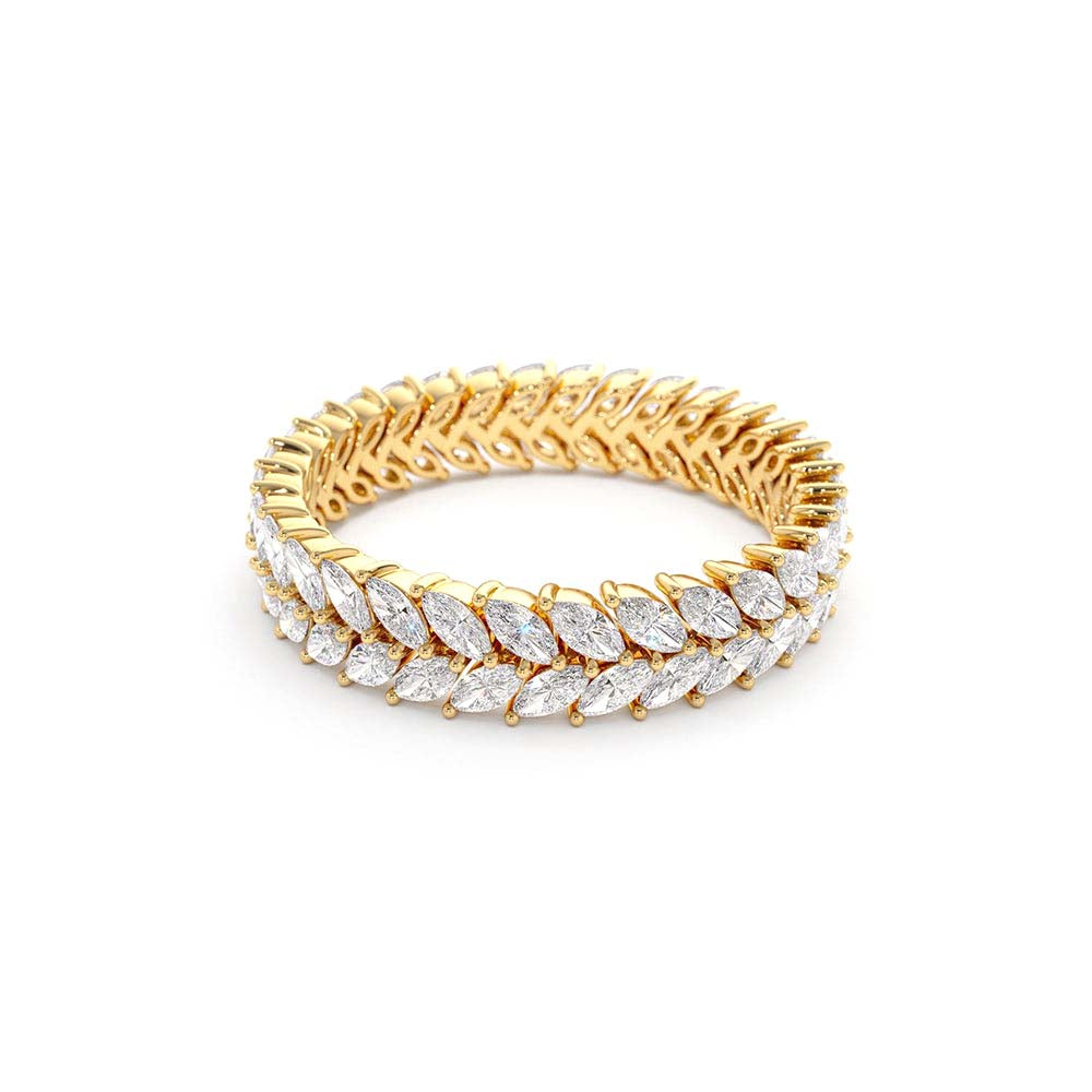 Double Row Marquise Diamond Anniversary Ring in 14K Gold — view 2