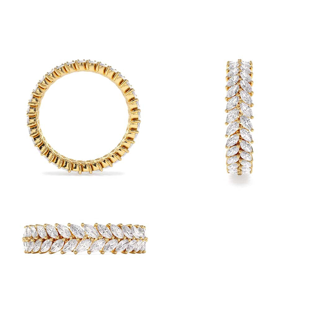 Double Row Marquise Diamond Anniversary Ring in 14K Gold — view 3
