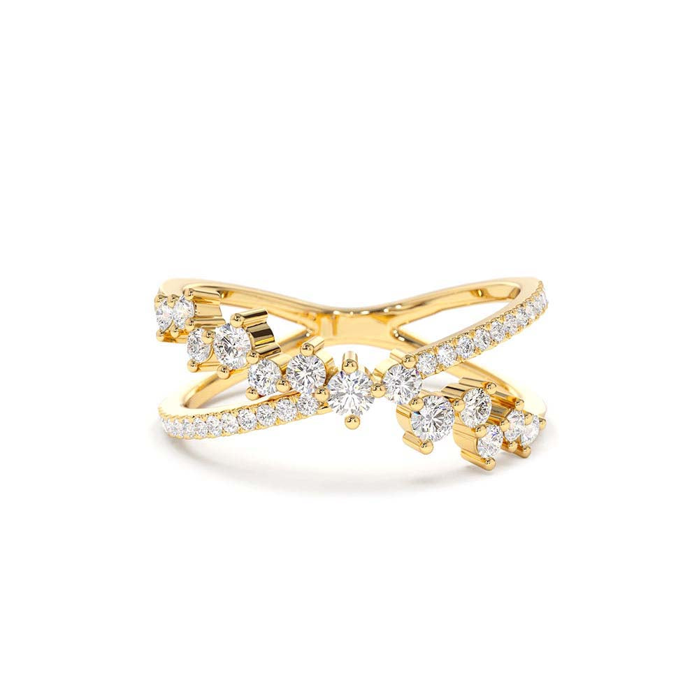 Criss Cross Diamond Cluster Ring in 14K Gold — view 1
