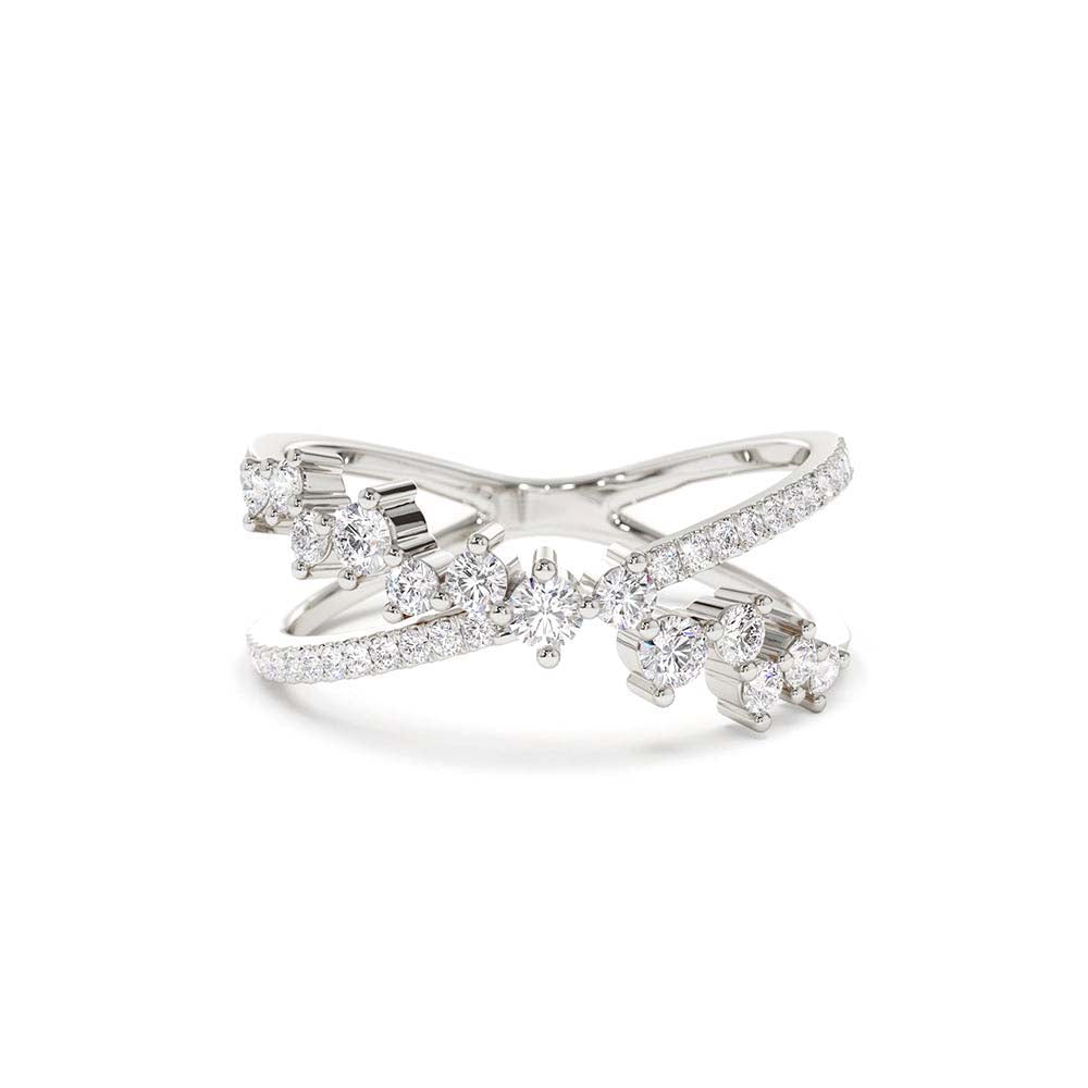 Criss Cross Diamond Cluster Ring in 14K Gold — view 4