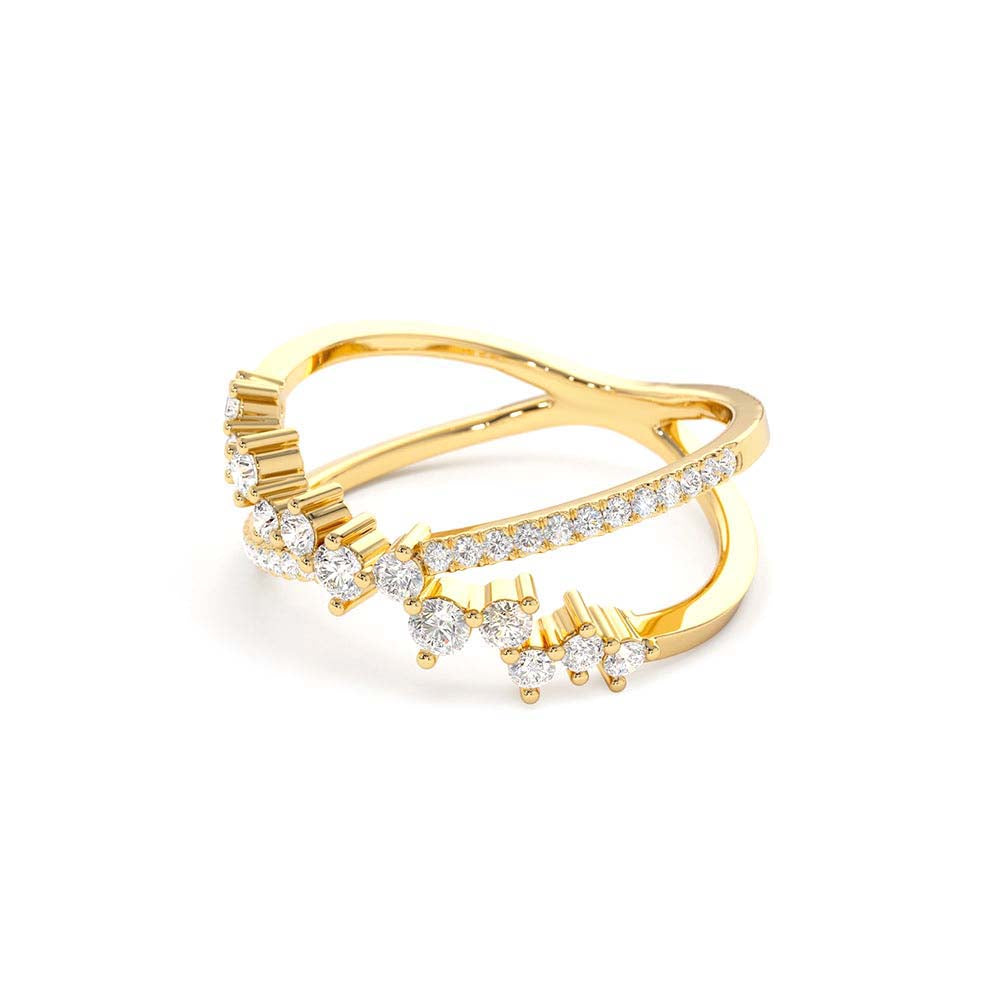 Criss Cross Diamond Cluster Ring in 14K Gold — view 2
