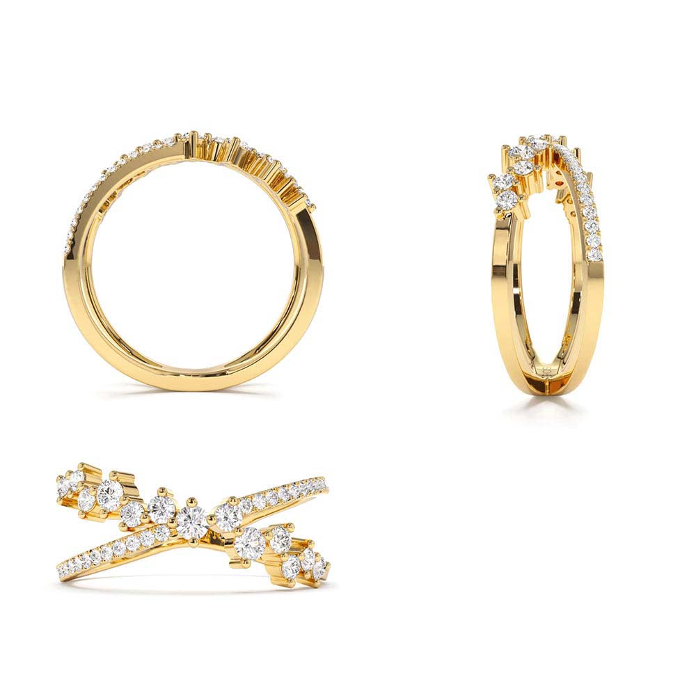 Criss Cross Diamond Cluster Ring in 14K Gold — view 3