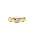 Dome Bezel Setting Marquise Diamond Solitaire Ring in 14K Gold — view 1