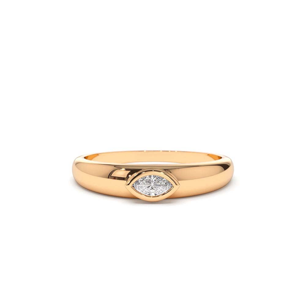 Dome Bezel Setting Marquise Diamond Solitaire Ring in 14K Gold — view 5