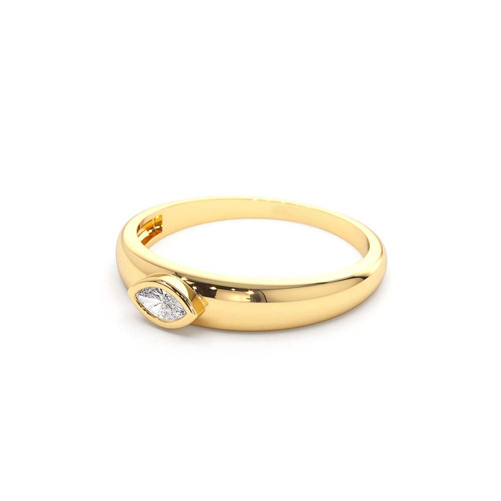 Dome Bezel Setting Marquise Diamond Solitaire Ring in 14K Gold — view 2