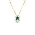 Emerald Necklace with Halo Diamonds in 14K Gold — view 1