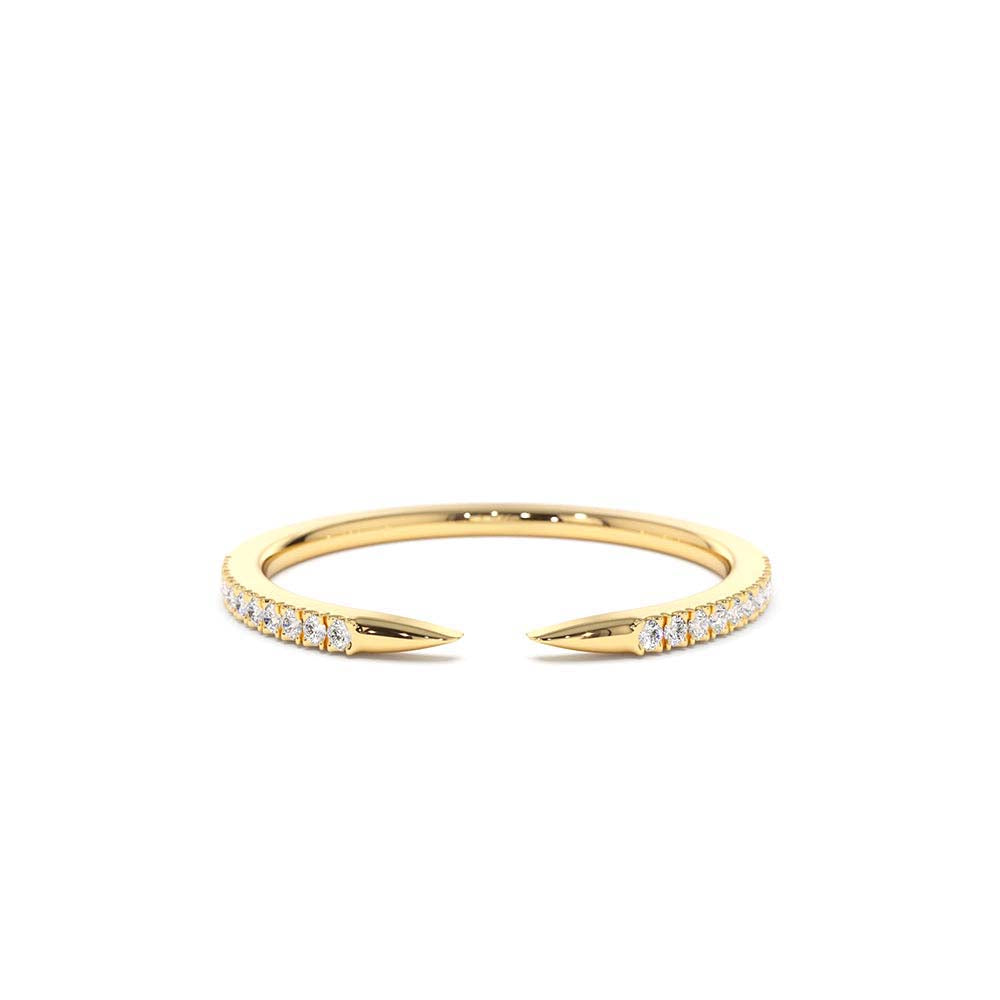 Pave Diamond Open Cuff Claw Diamond Ring in 14K Gold — view 1