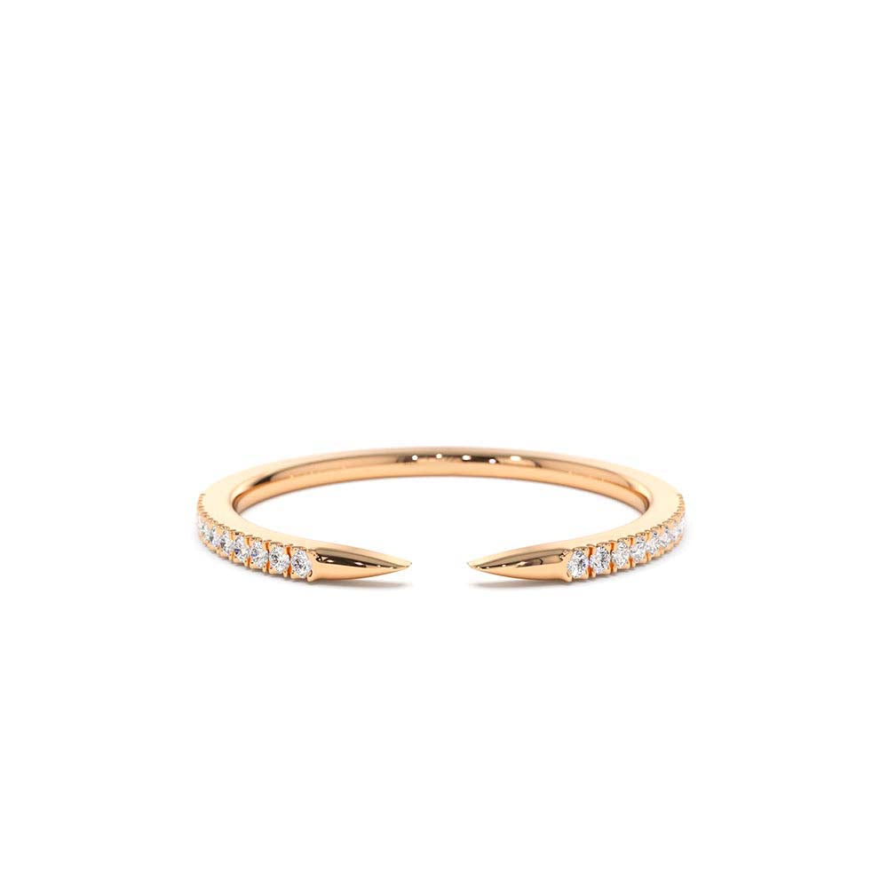 Pave Diamond Open Cuff Claw Diamond Ring in 14K Gold — view 5