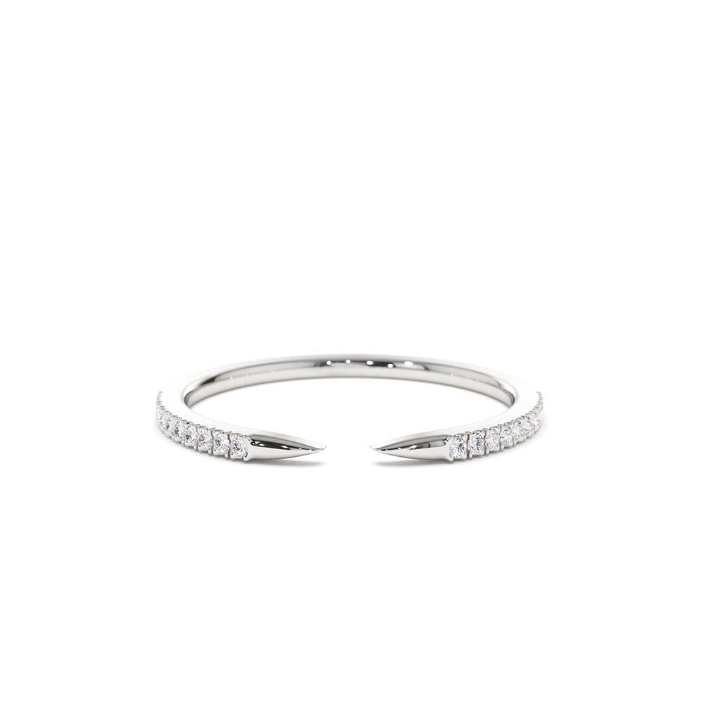 Pave Diamond Open Cuff Claw Diamond Ring in 14K Gold — view 4