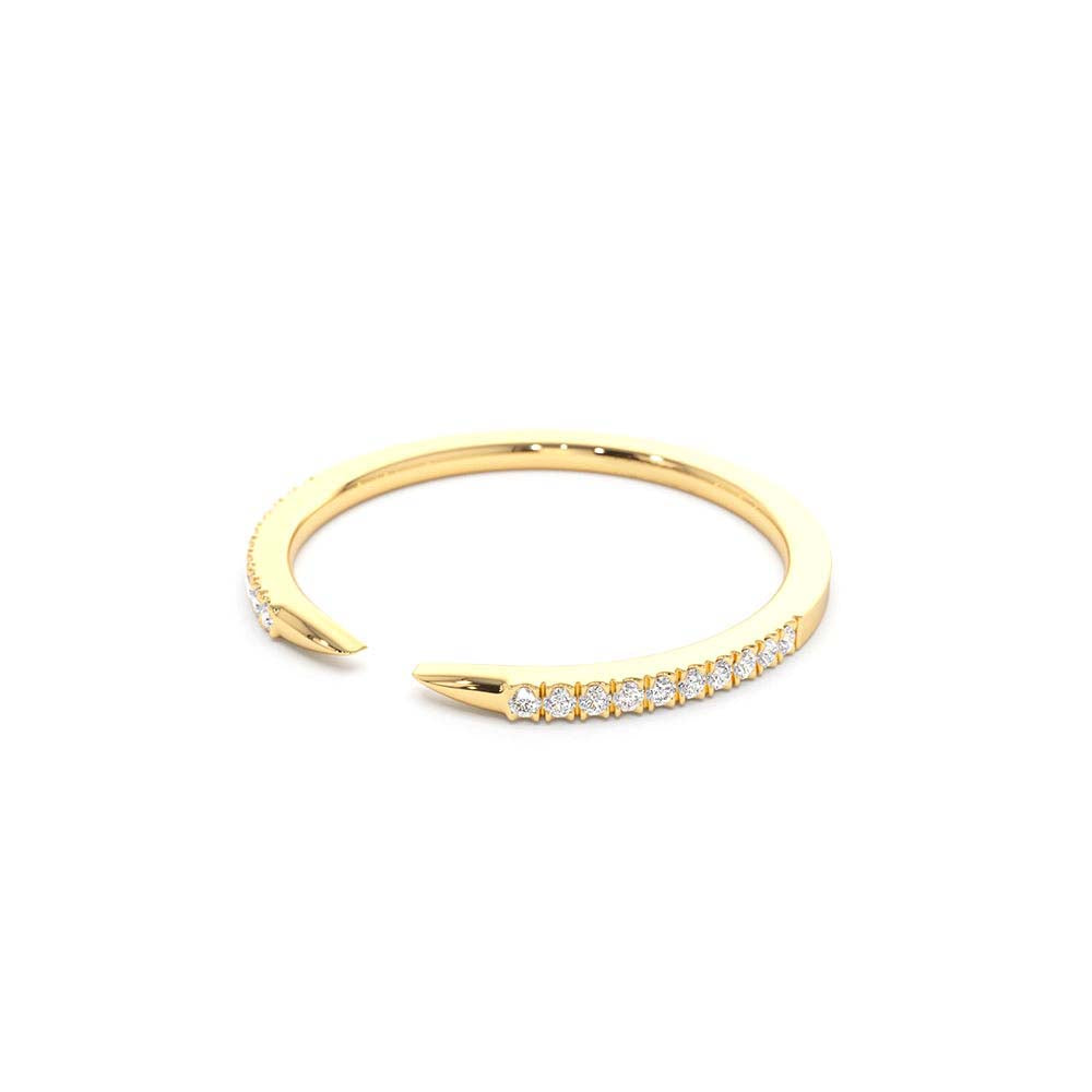 Pave Diamond Open Cuff Claw Diamond Ring in 14K Gold — view 2