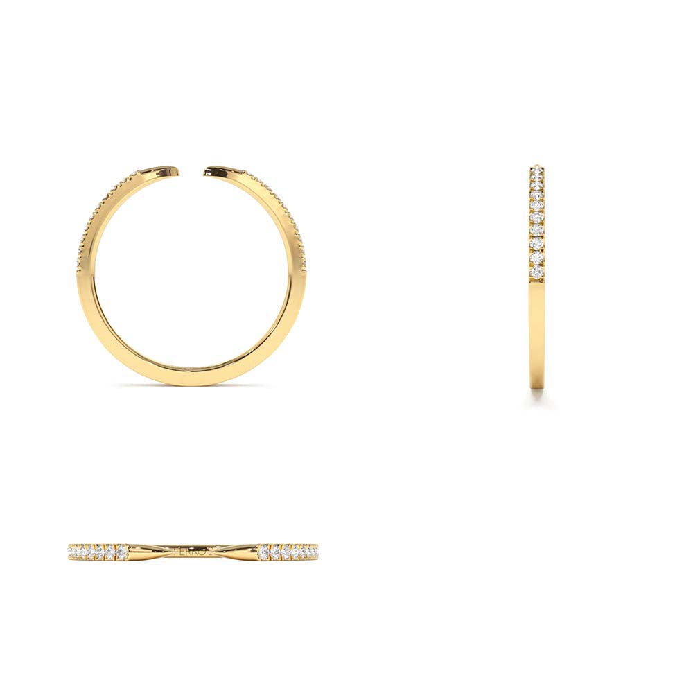Pave Diamond Open Cuff Claw Diamond Ring in 14K Gold — view 3