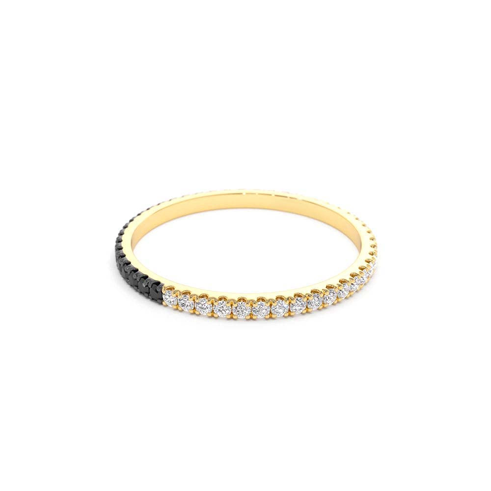 Black & White Diamond Micro Pave Eternity Band in 14K Gold — view 2