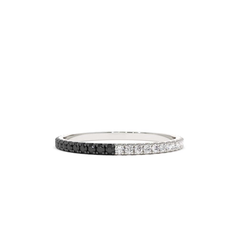 Black & White Diamond Micro Pave Eternity Band in 14K Gold — view 4
