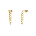 Cuban Link Diamond Earrings in 14K Gold — view 1