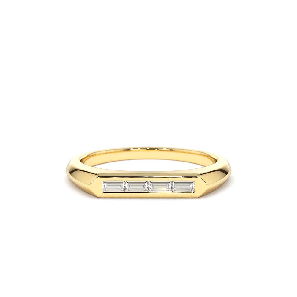Unique Baguette Stackable Ring in 14K Gold — view 1