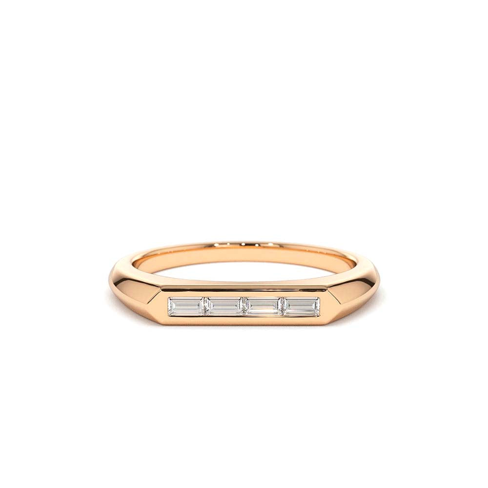 Unique Baguette Stackable Ring in 14K Gold — view 4