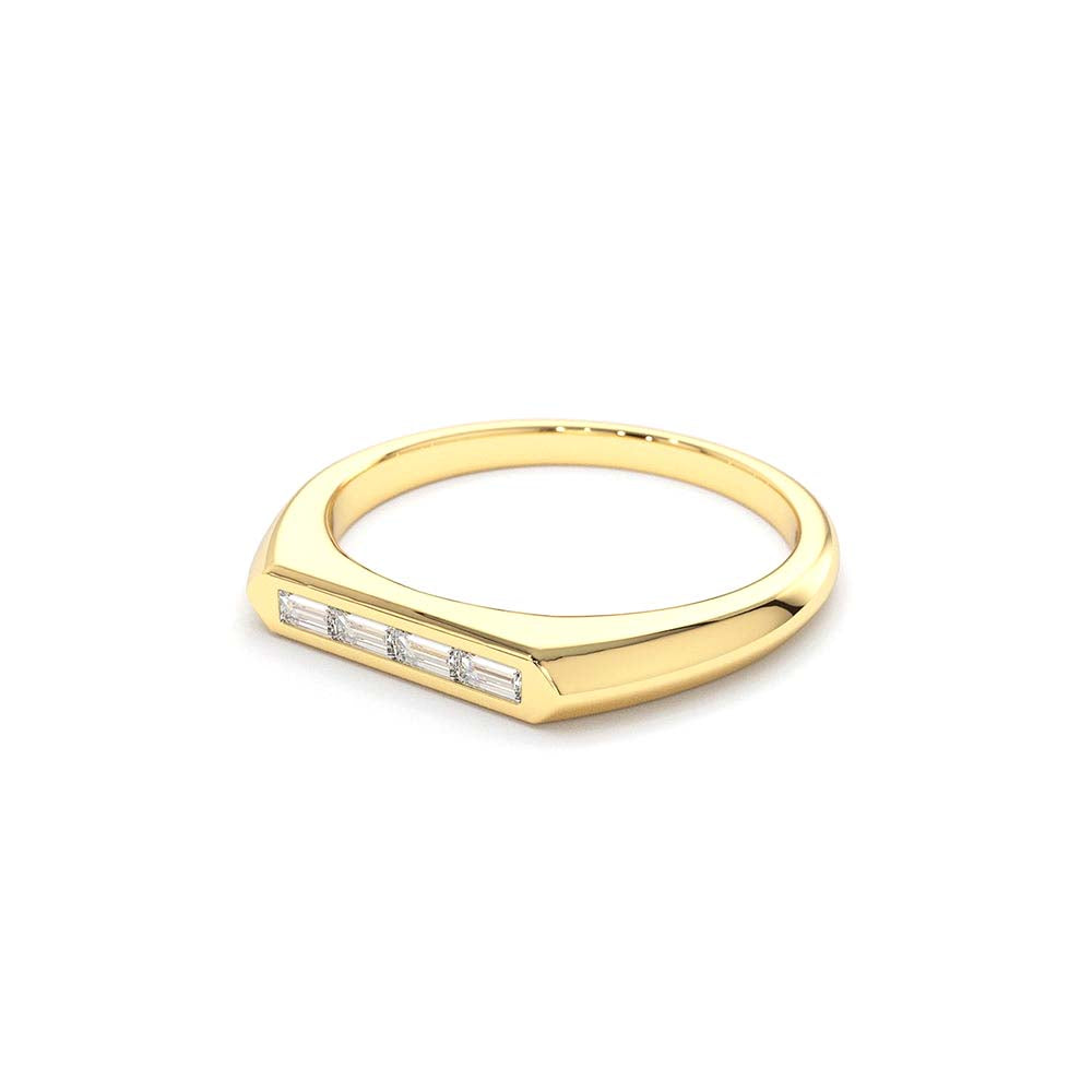 Unique Baguette Stackable Ring in 14K Gold — view 2