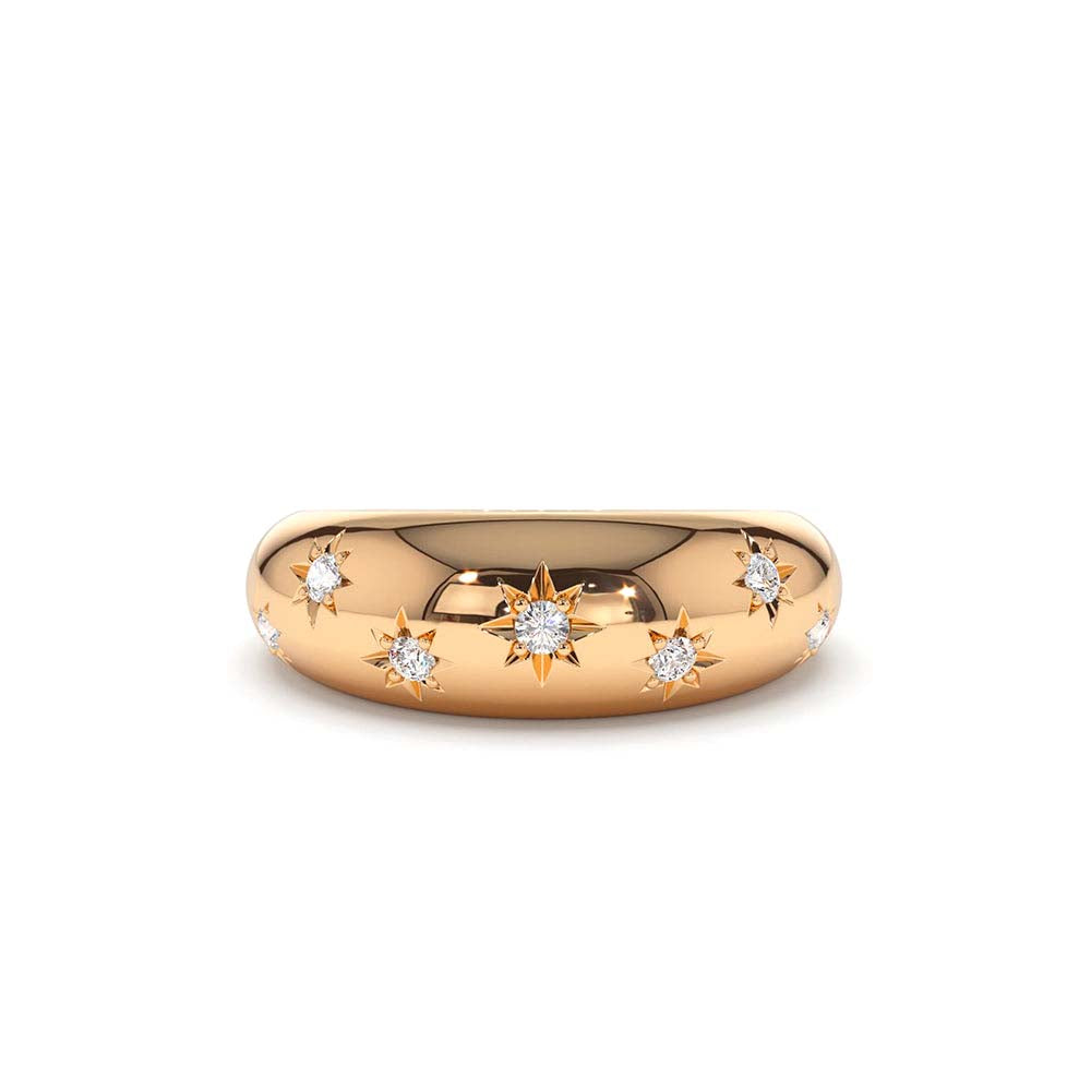 6MM Dome Star Setting Diamond Ring in 14K Gold — view 5