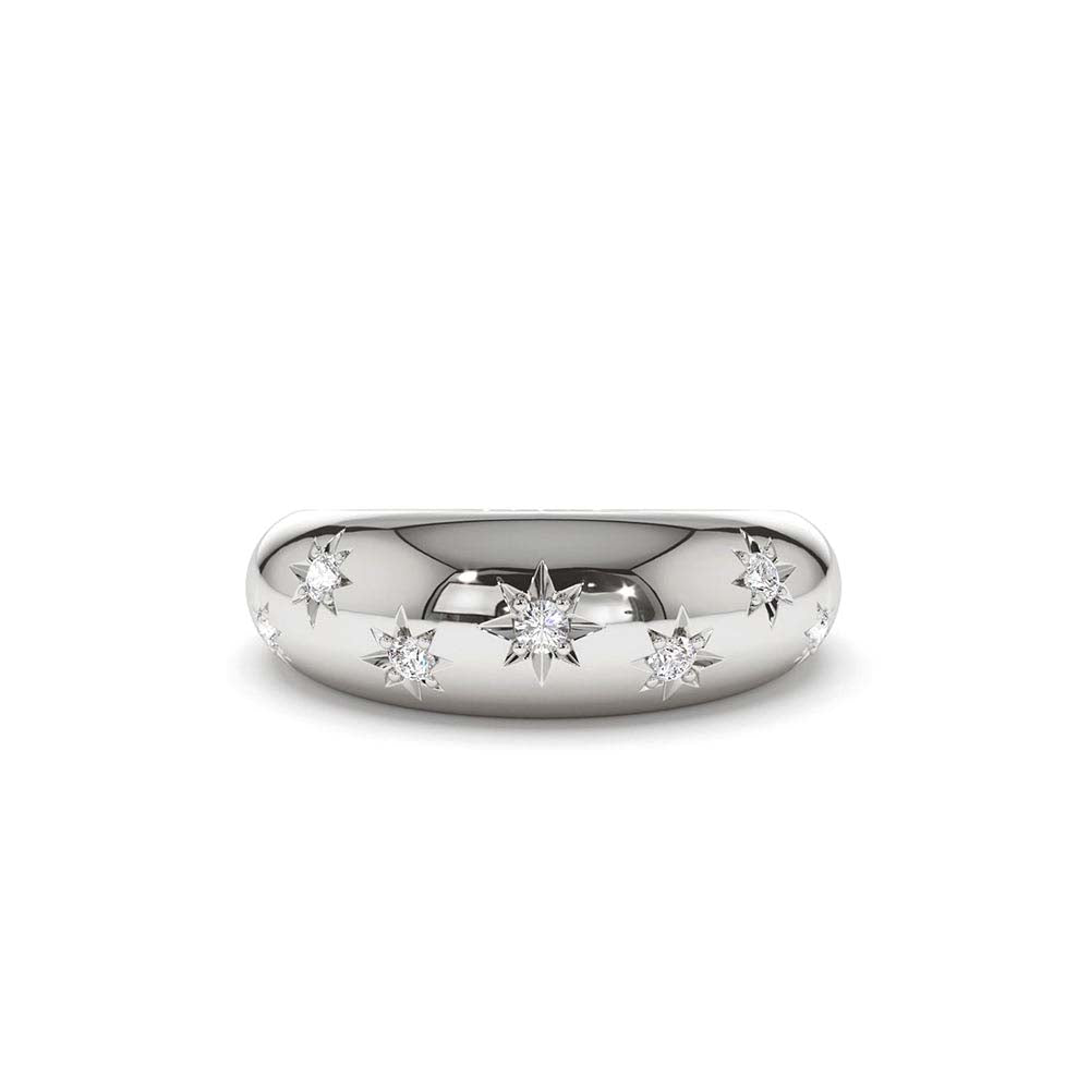 6MM Dome Star Setting Diamond Ring in 14K Gold — view 4