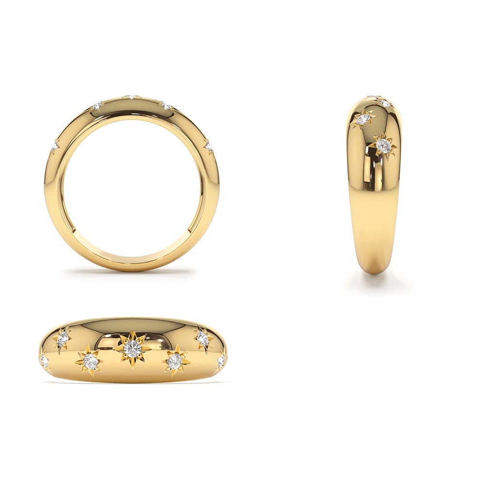 6MM Dome Star Setting Diamond Ring in 14K Gold — view 3