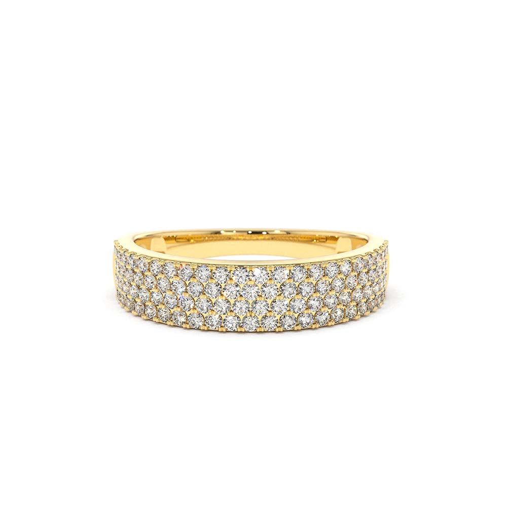 Half Eternity 4 Row Micro Pave Wedding Band in 14K Gold — view 1