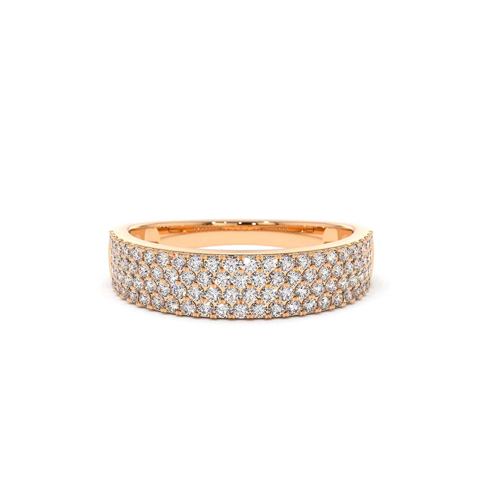Half Eternity 4 Row Micro Pave Wedding Band in 14K Gold — view 4