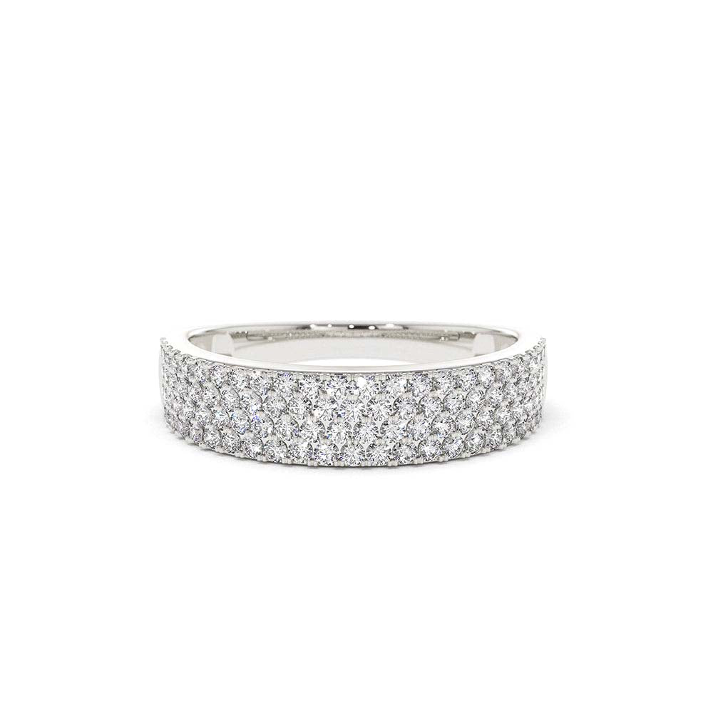 Half Eternity 4 Row Micro Pave Wedding Band in 14K Gold — view 3