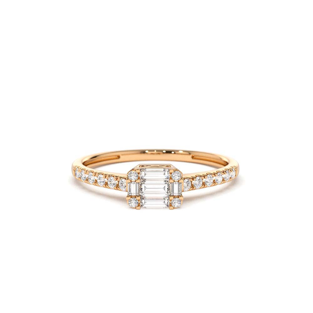 Illusion Setting East to West Baguette Diamond Ring in 14K Gold — view 5