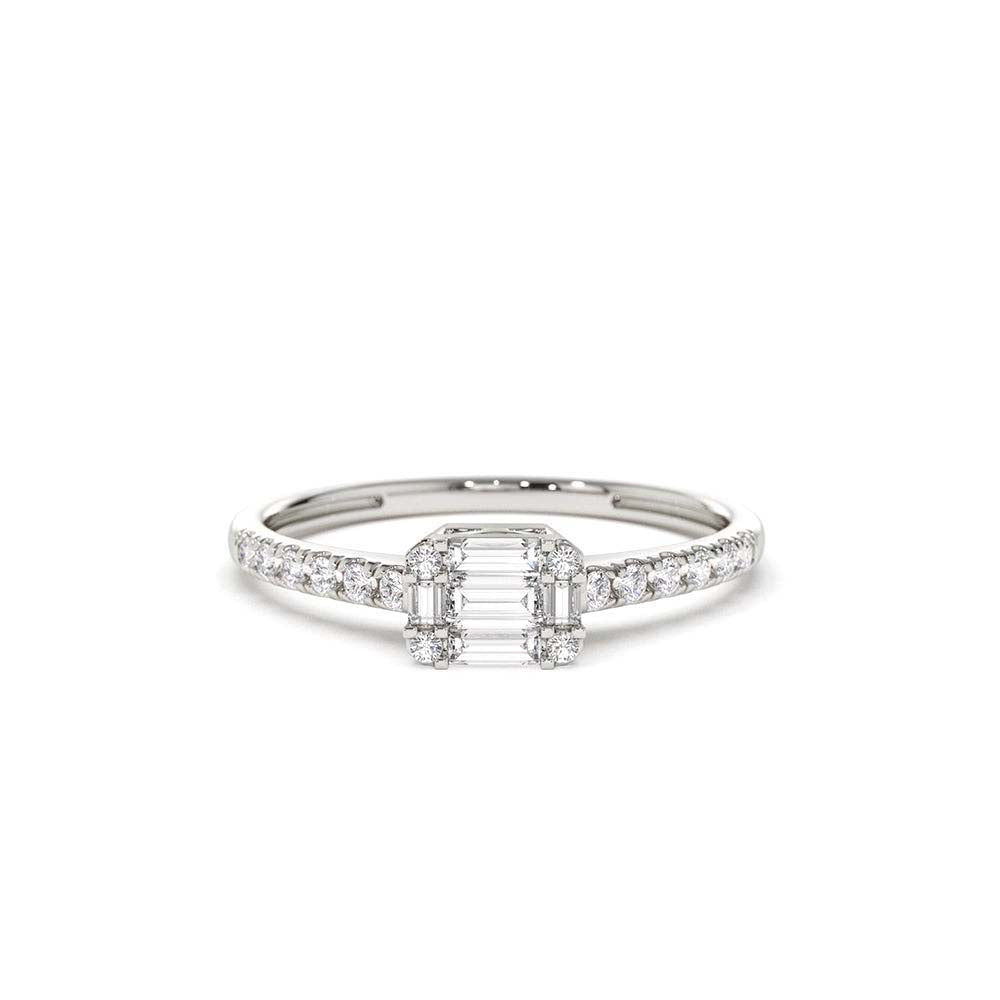 Illusion Setting East to West Baguette Diamond Ring in 14K Gold — view 4
