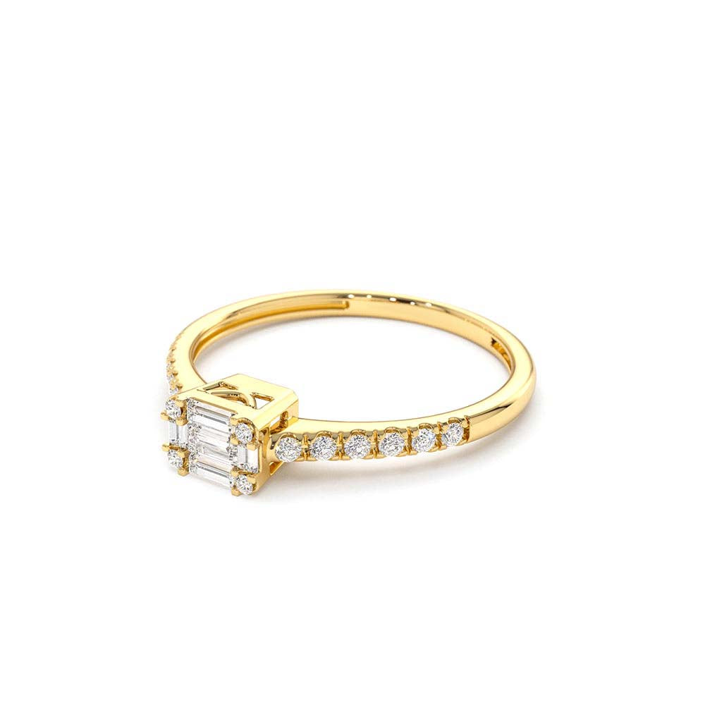 Illusion Setting East to West Baguette Diamond Ring in 14K Gold — view 2