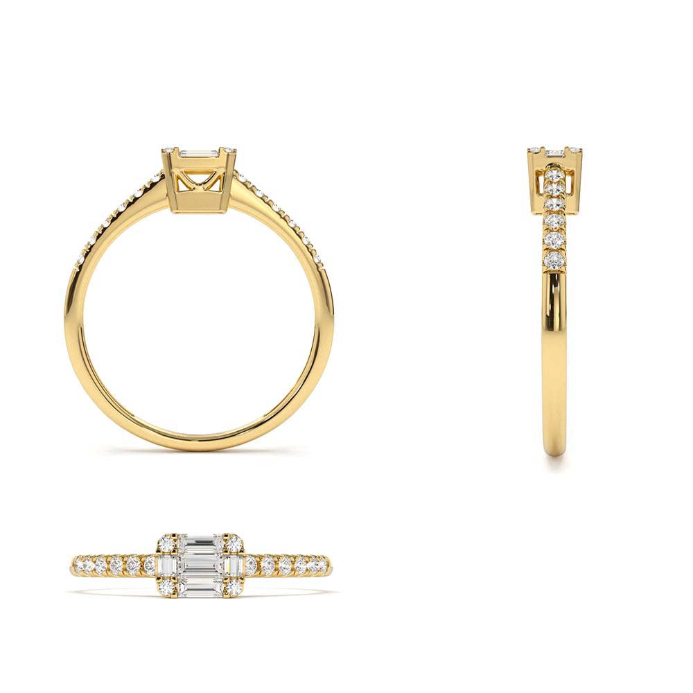 Illusion Setting East to West Baguette Diamond Ring in 14K Gold — view 3