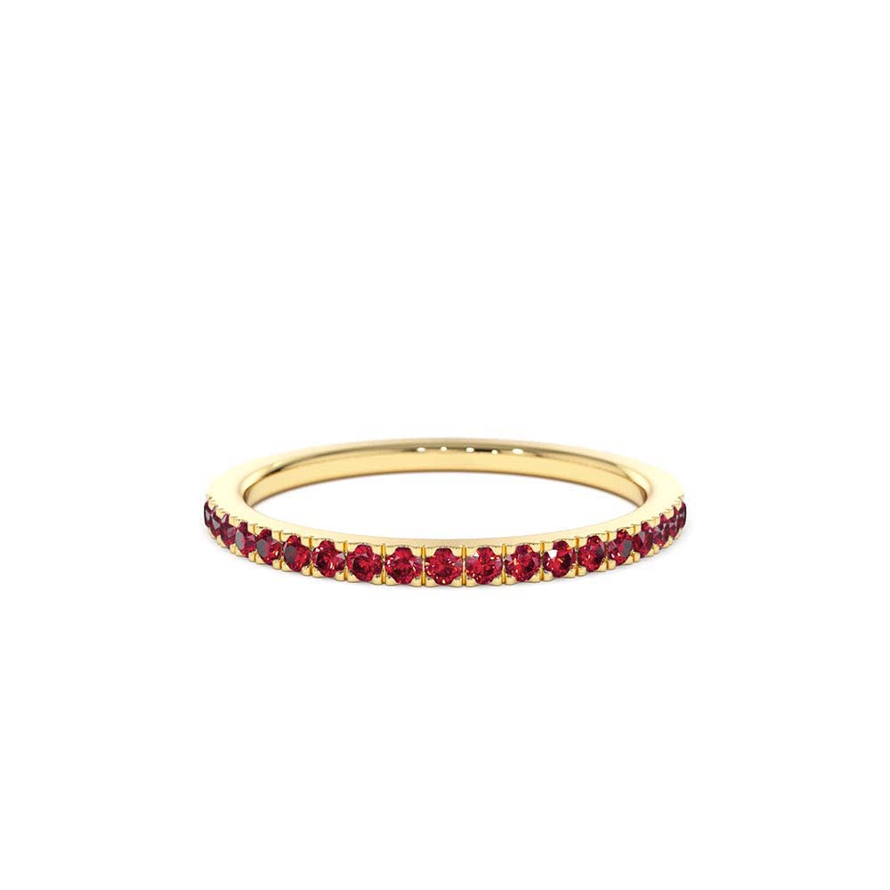 Half Eternity Pave Ruby Ring in 14K Gold — view 1