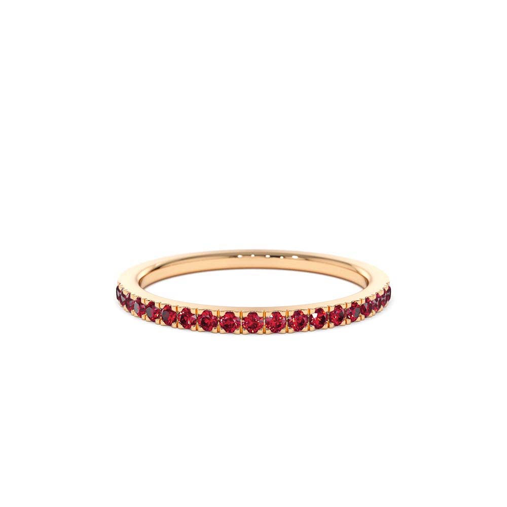 Half Eternity Pave Ruby Ring in 14K Gold — view 5