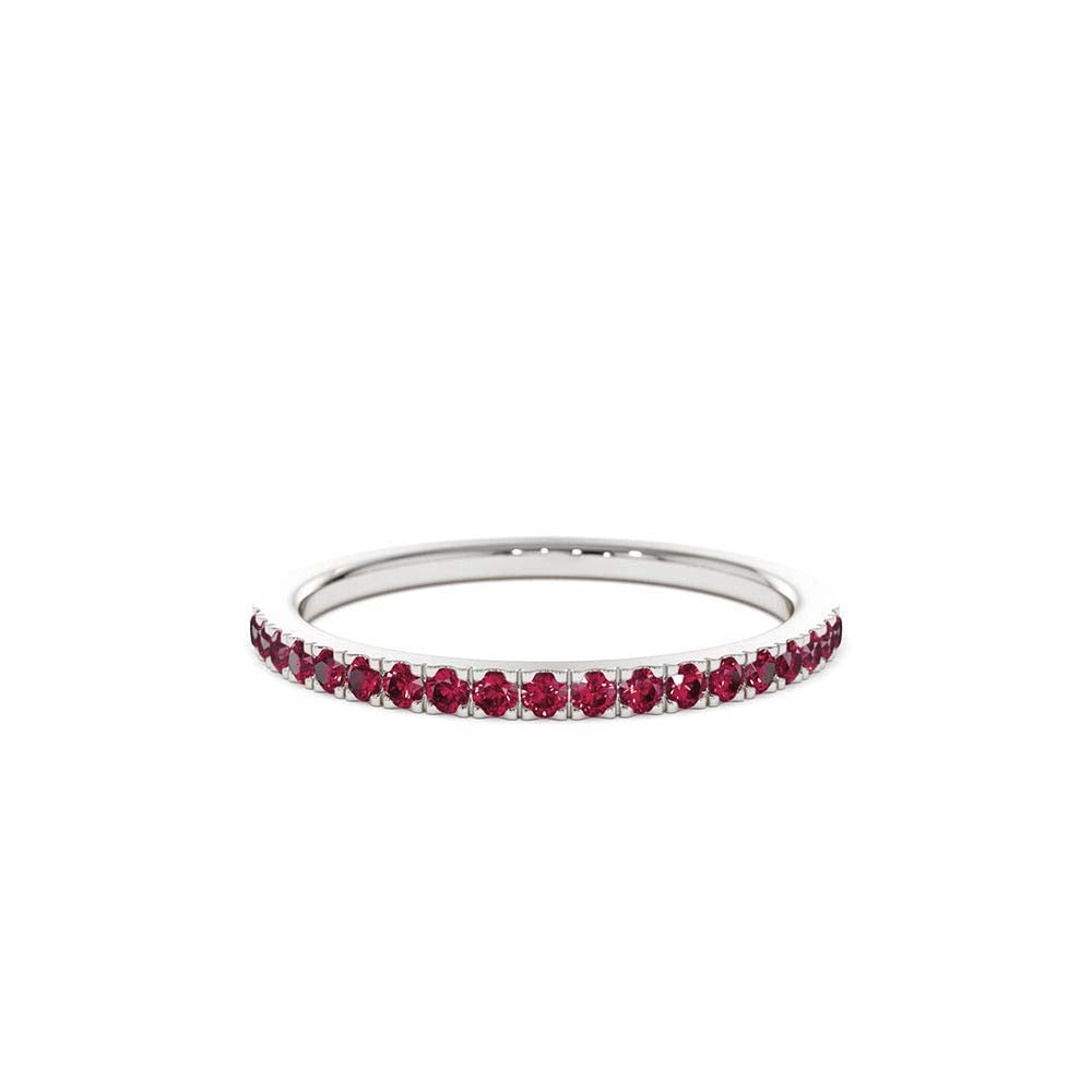 Half Eternity Pave Ruby Ring in 14K Gold — view 4