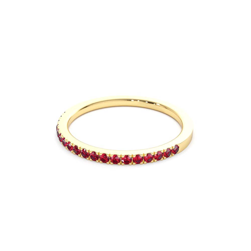 Half Eternity Pave Ruby Ring in 14K Gold — view 2