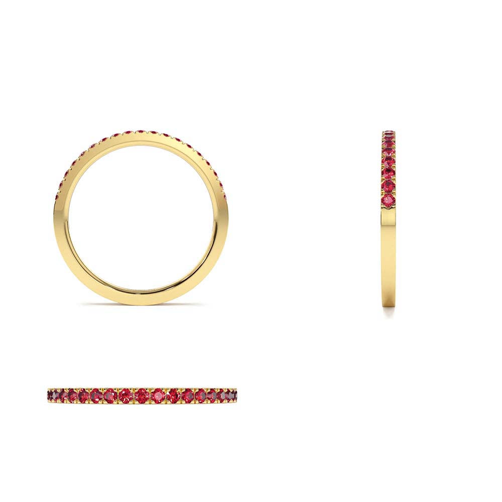 Half Eternity Pave Ruby Ring in 14K Gold — view 3